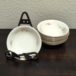 Eight 1940's Homer Laughlin Eggshell Nautilus Ferndale Berry Dessert Bowls 5.25"